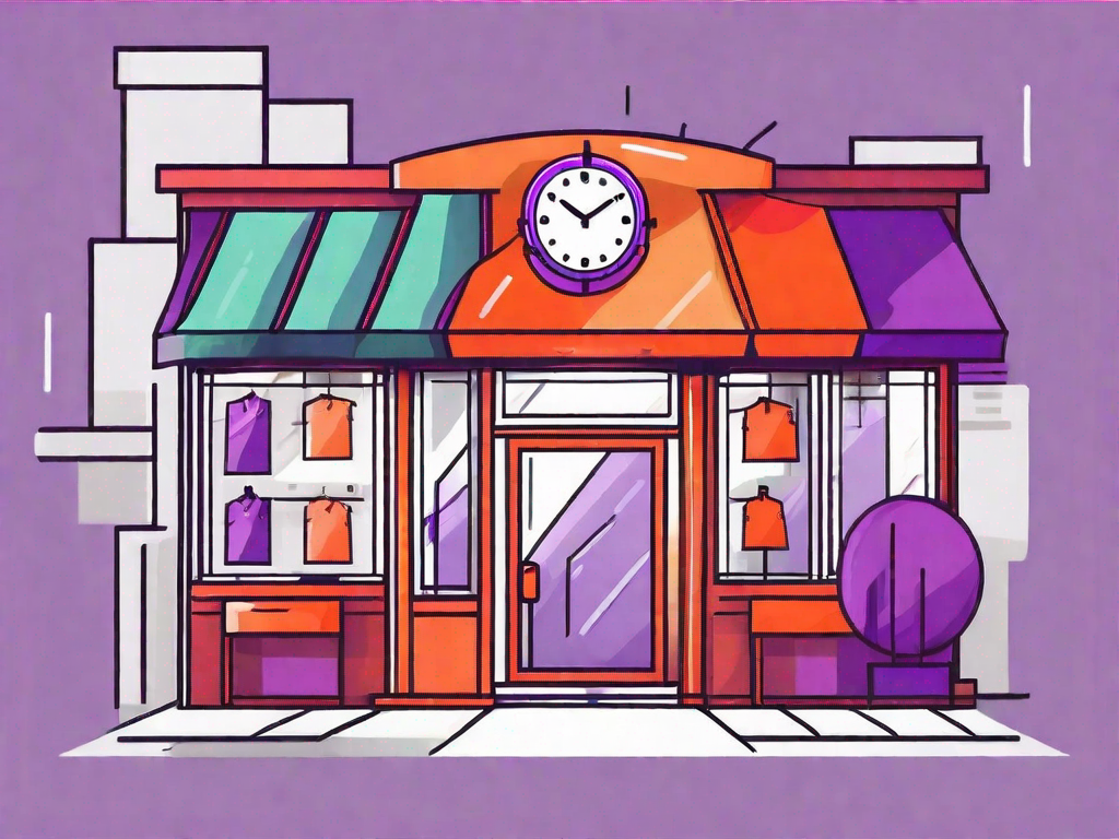 A clock merged with a vibrant franchise storefront