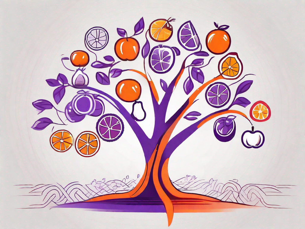 A thriving tree with various franchise-related symbols as fruits