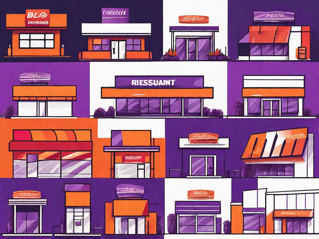 Various industrial buildings like a fast food restaurant