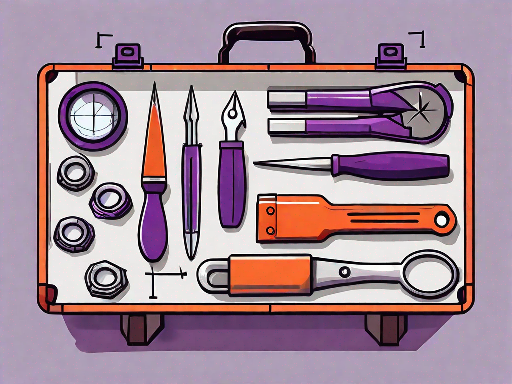 A toolbox with different tools like a magnifying glass