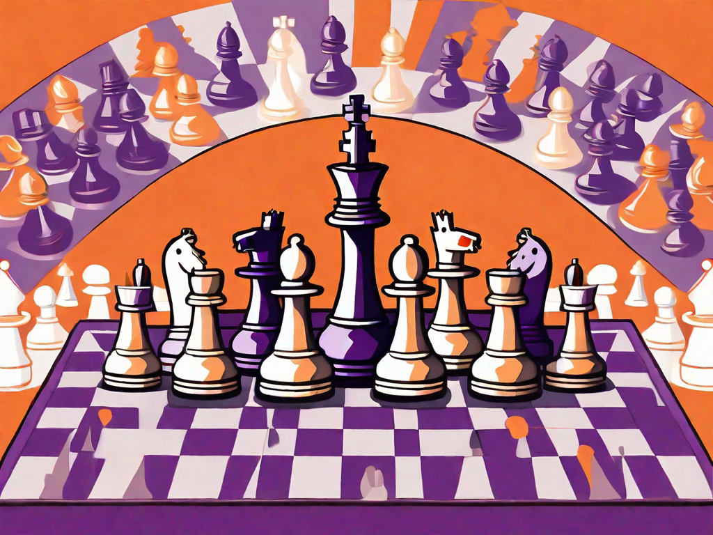 A chessboard with a king chess piece placed centrally