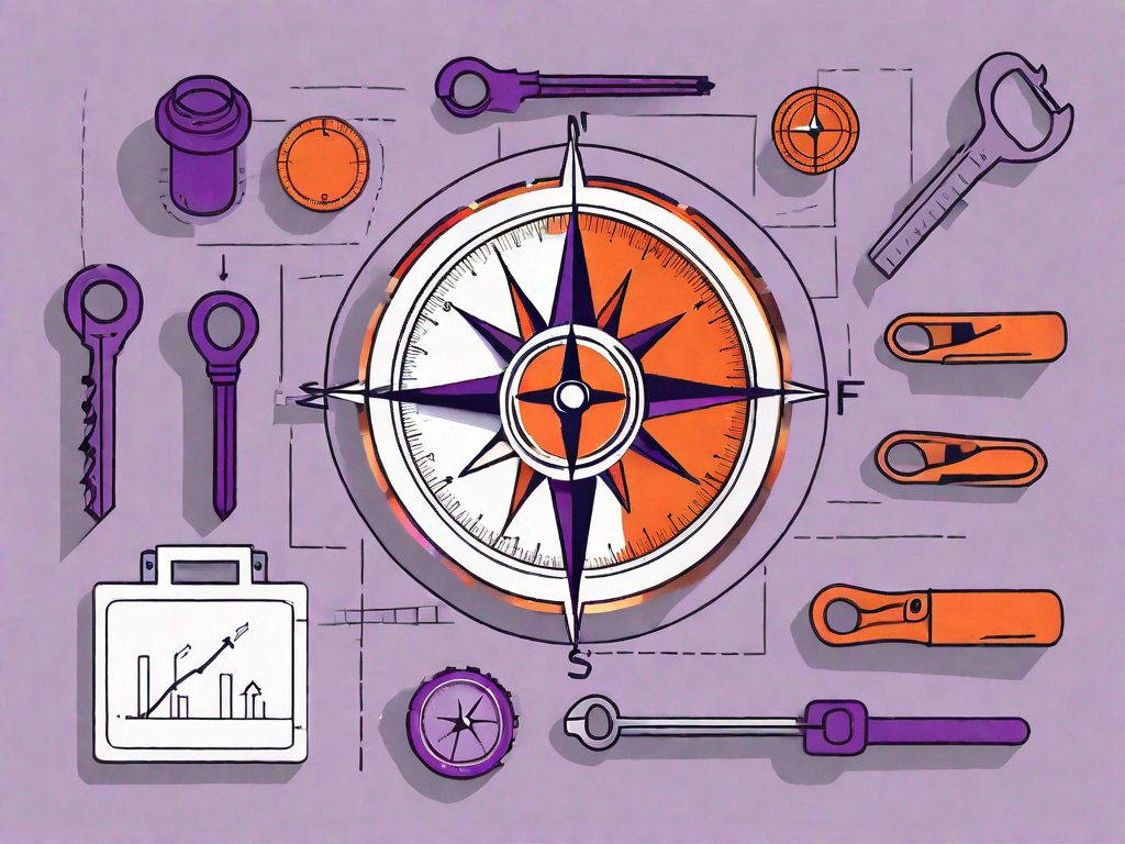 A franchisor's toolkit with various tools like a compass