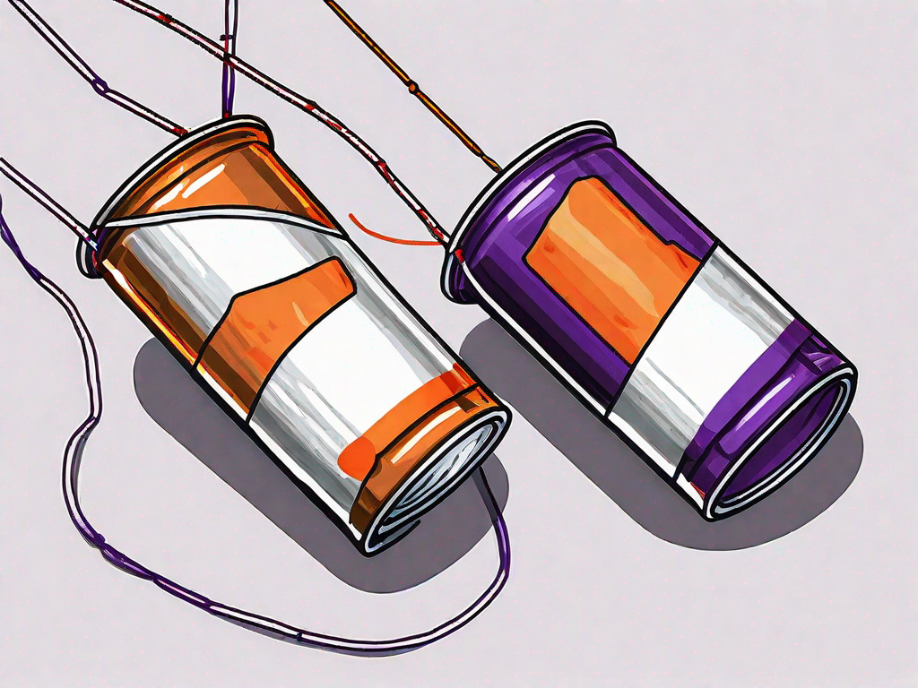 Two tin cans connected by a string
