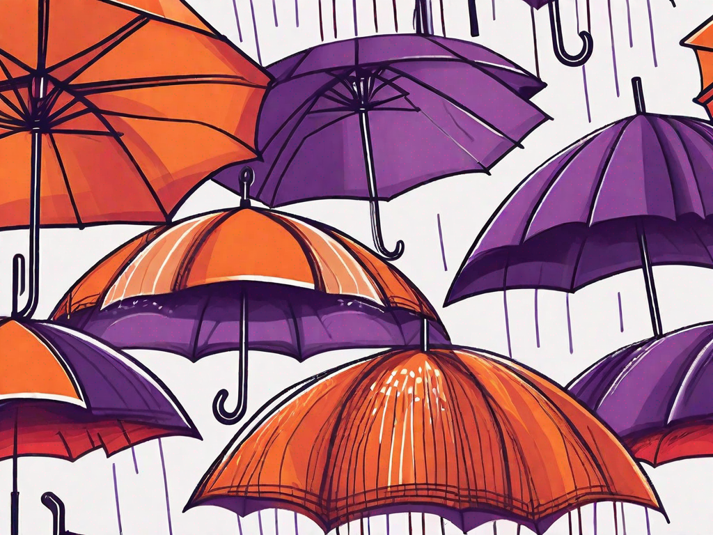 A large umbrella sheltering smaller versions of different types of businesses